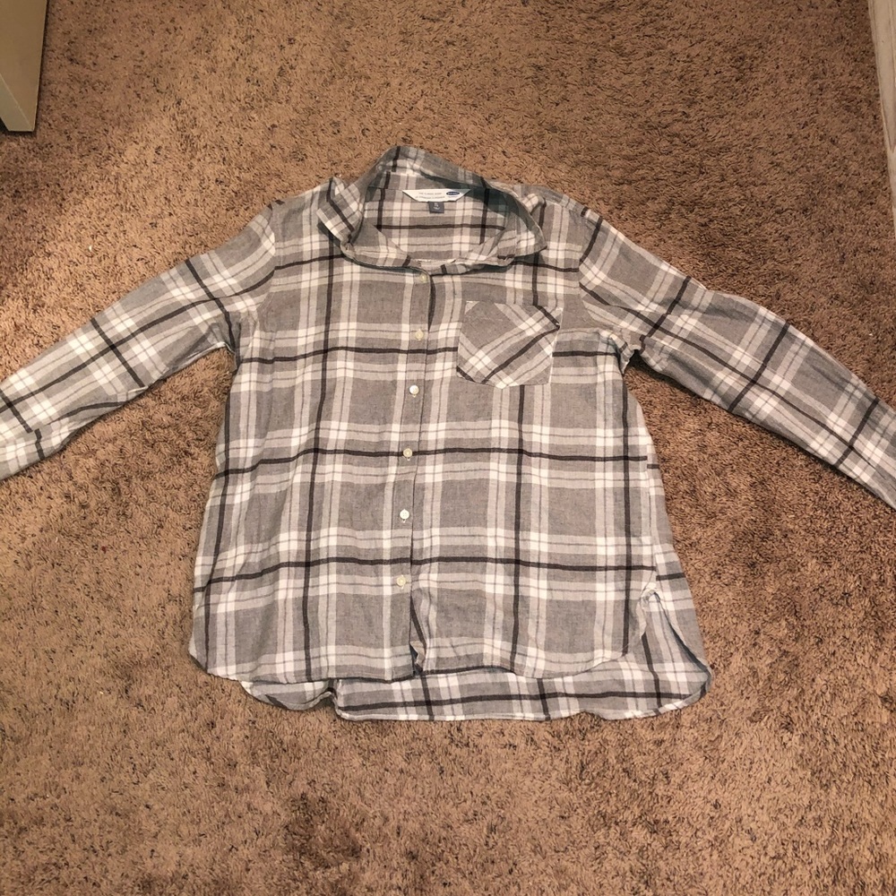 Grey Plaid Button Up Shirt